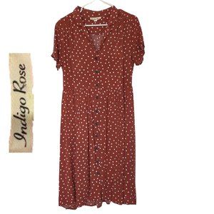 Indigo Rose Women's Polka Dots Dress Sz L